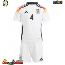Camisa de Futebol Alemanha Jonathan Tah #4 Equipamento Principal Infantil Europeu 2024 Manga Curta (+ Calças curtas)